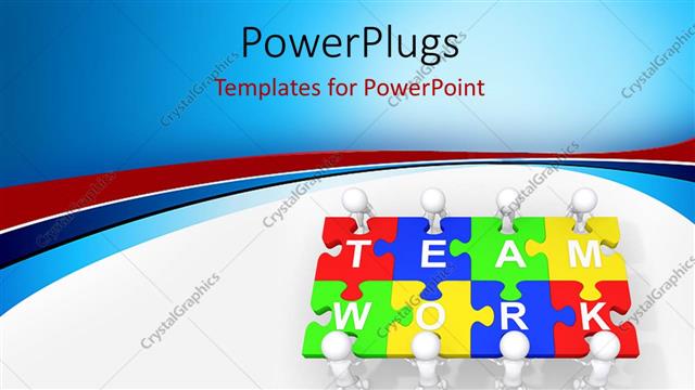  Presentation with team leadership - Multi colored puzzles with a text that spell out the words 