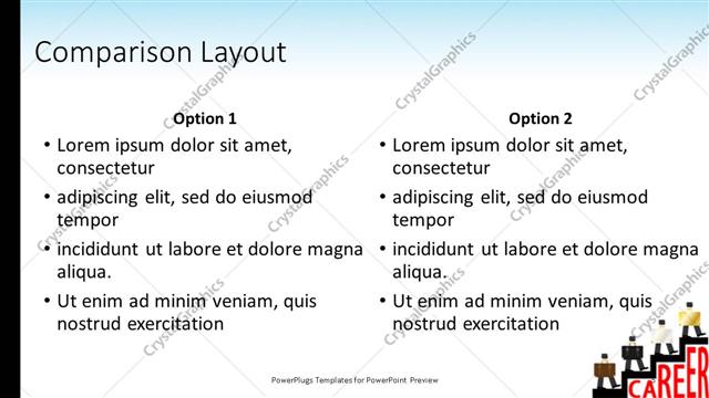 Comparison presentation slide layout