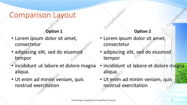 Comparison presentation slide layout