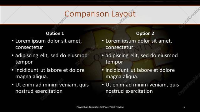 Comparison presentation slide layout