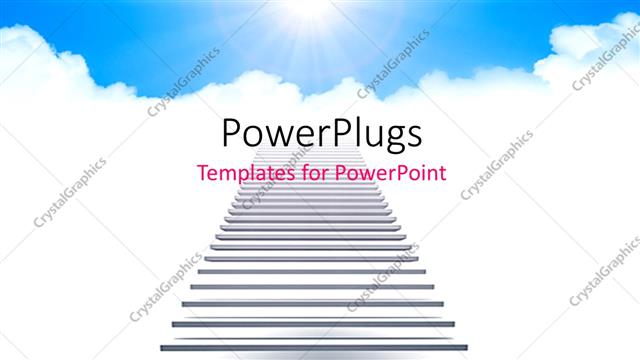  Presentation with stairway - Conceptual depiction of stairway to blue cloudy sky