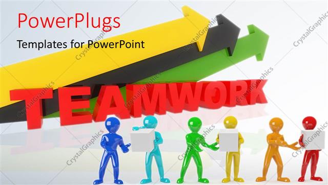  Presentation with team work - A number of colorful arrows with greyish background