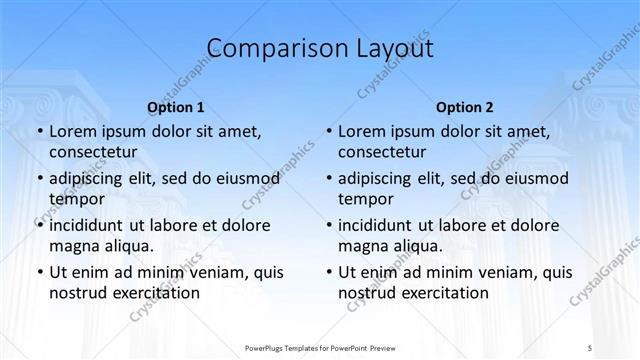 Comparison presentation slide layout