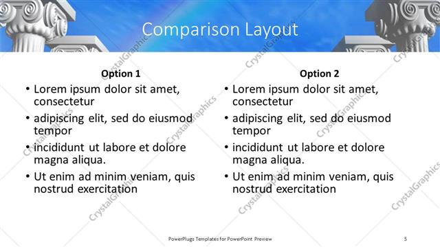 Comparison presentation slide layout