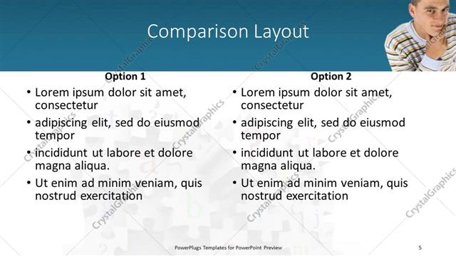 Comparison presentation slide layout