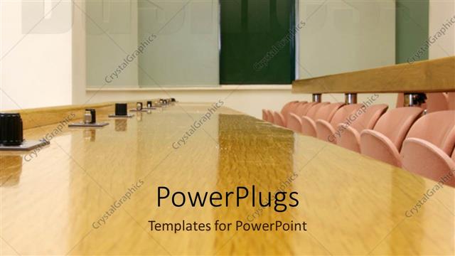  Presentation with conference table - Conference room with green presentation board and wooden table