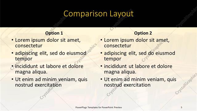 Comparison presentation slide layout