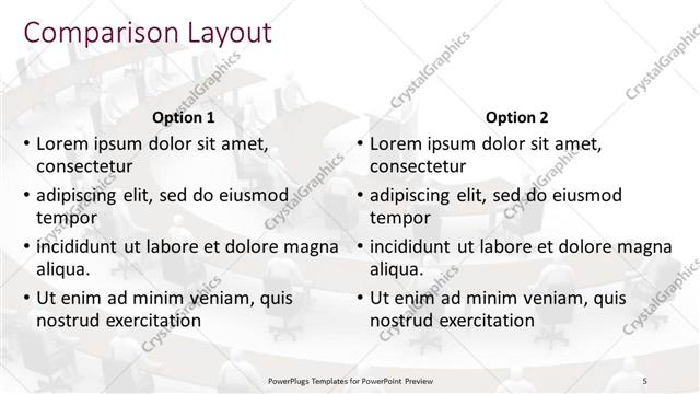 Comparison presentation slide layout