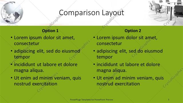 Comparison presentation slide layout