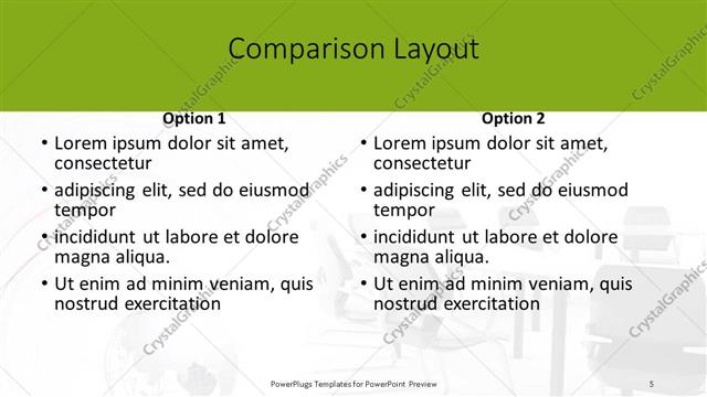 Comparison presentation slide layout