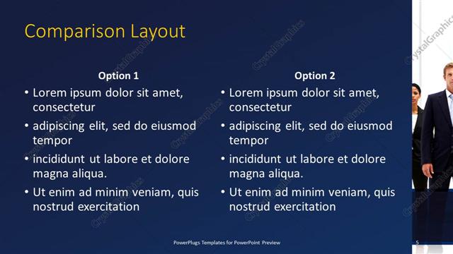 Comparison presentation slide layout