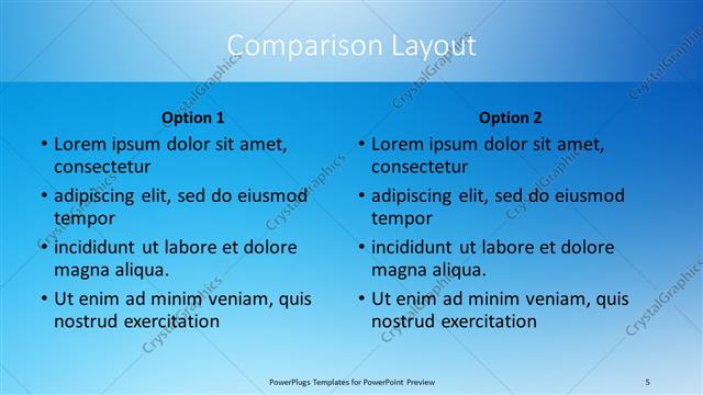 Comparison presentation slide layout
