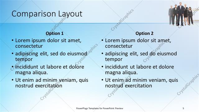 Comparison presentation slide layout