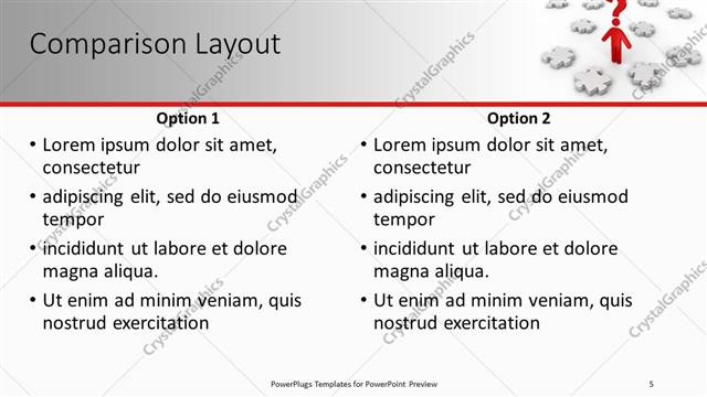 Comparison presentation slide layout