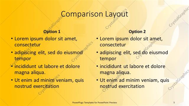 Comparison presentation slide layout