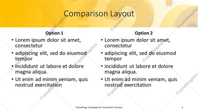 Comparison presentation slide layout