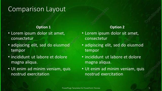 Comparison presentation slide layout