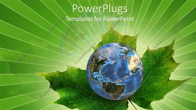  Presentation with ecology - Conservation ecology metaphor with world resting on green leaf