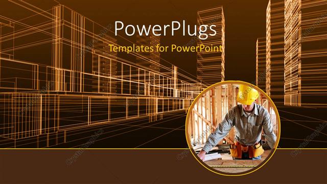  Presentation with construction - A constriuction worker with skyscrapers in background