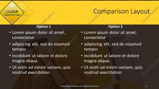 Comparison presentation slide layout