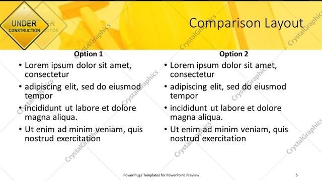 Comparison presentation slide layout
