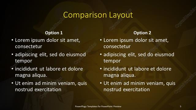 Comparison presentation slide layout
