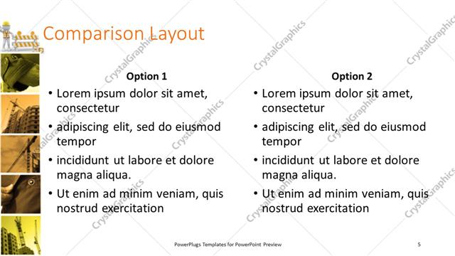 Comparison presentation slide layout