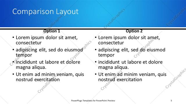 Comparison presentation slide layout