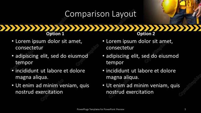 Comparison presentation slide layout