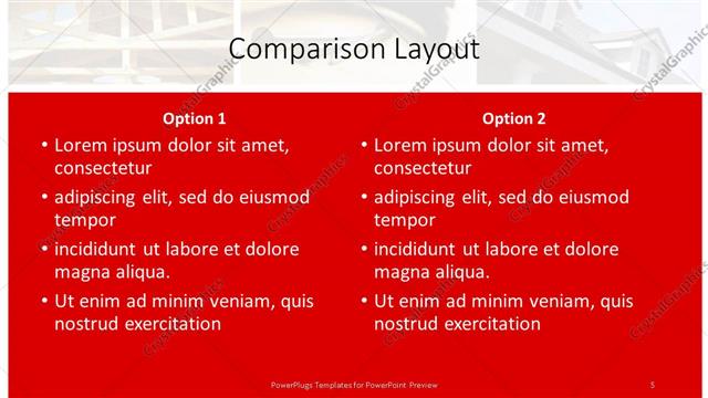 Comparison presentation slide layout