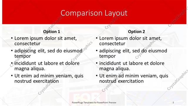 Comparison presentation slide layout