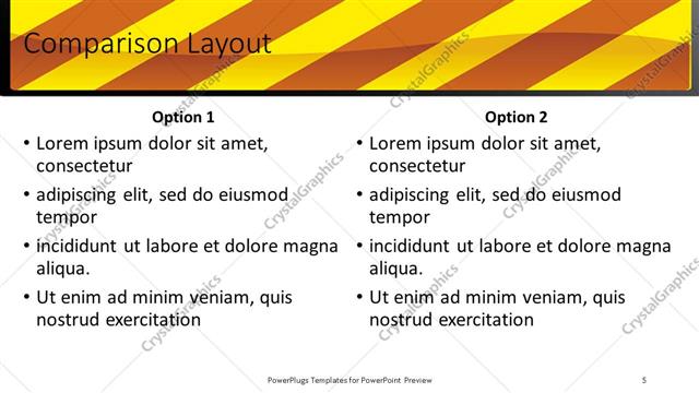 Comparison presentation slide layout