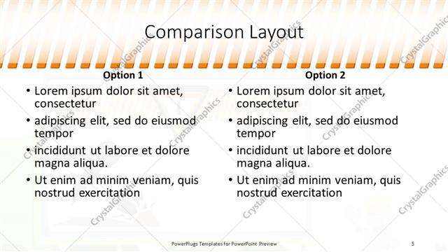 Comparison presentation slide layout