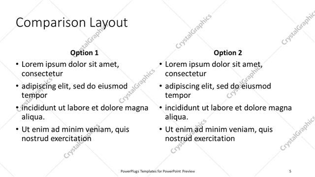 Comparison presentation slide layout