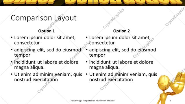Comparison presentation slide layout