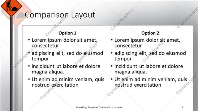 Comparison presentation slide layout