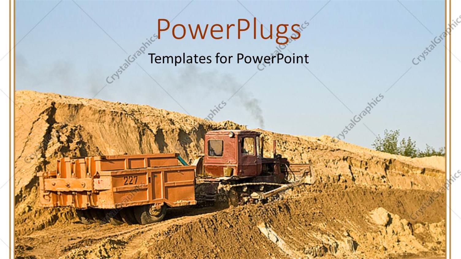 Featuring Construction Vehicle on a Hill of Dirt with Clear Blue Sky