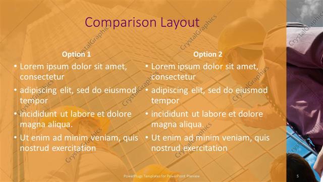 Comparison presentation slide layout