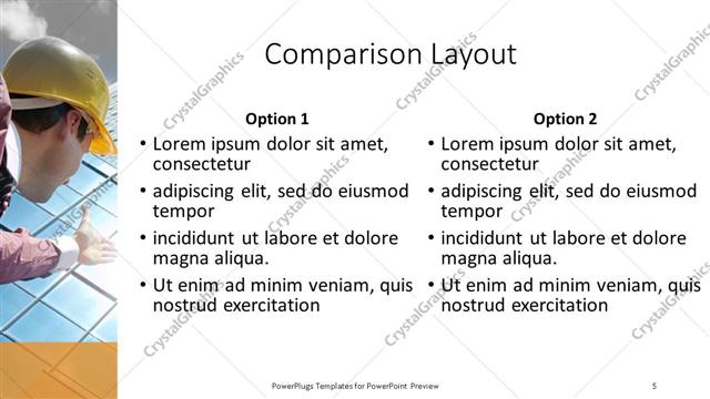 Comparison presentation slide layout