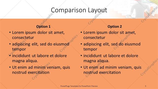 Comparison presentation slide layout