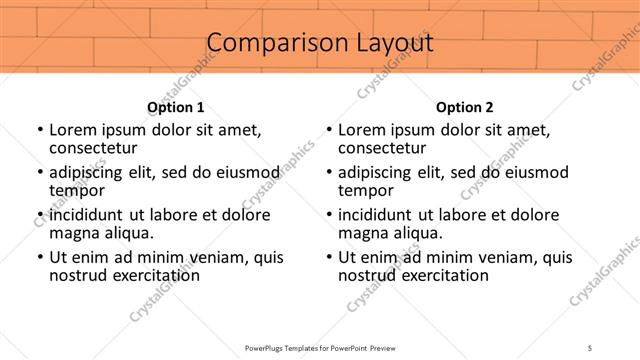 Comparison presentation slide layout