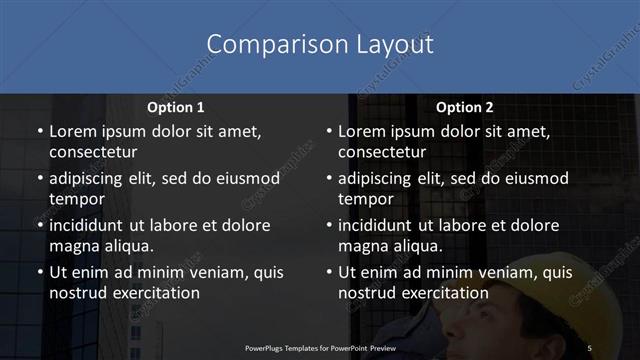 Comparison presentation slide layout