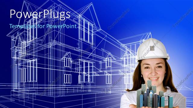  Presentation with construction design - A construction worker with a design in the background