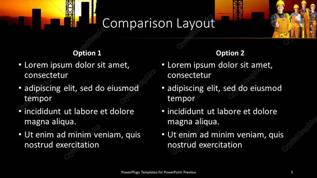 Comparison presentation slide layout