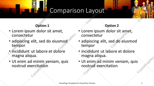 Comparison presentation slide layout
