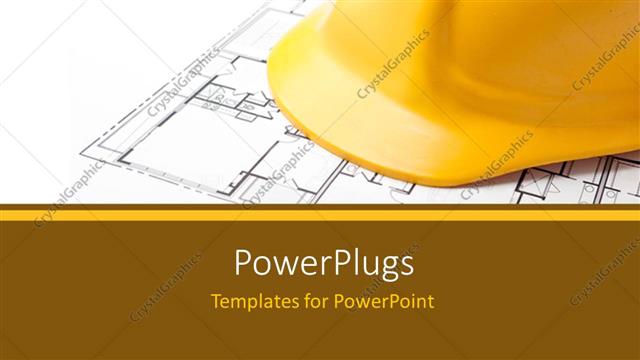  Presentation with construction - A construction worker hat with a design in the background