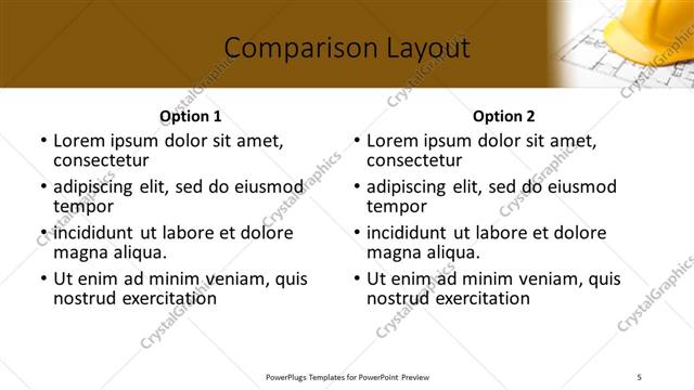 Comparison presentation slide layout