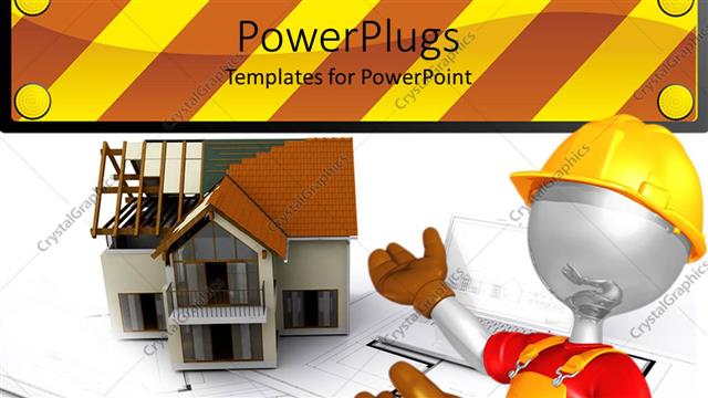  Presentation with construction - A construction worker pointing towards a house