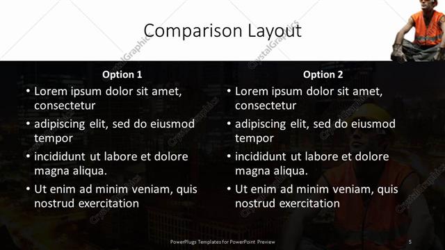 Comparison presentation slide layout