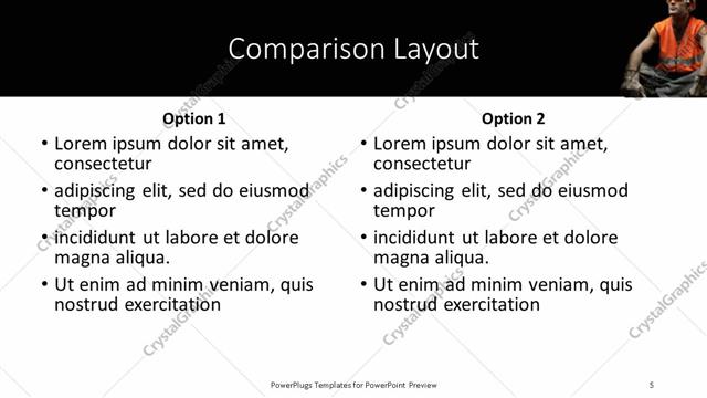 Comparison presentation slide layout